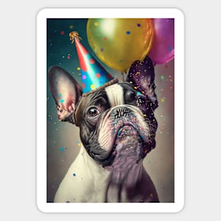 Pied French Bulldog Birthday Card #3 Sticker